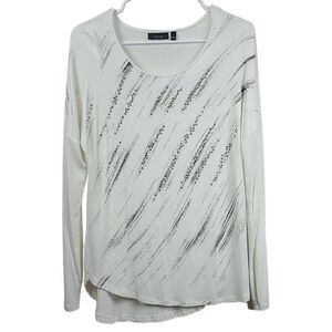 Apt.9 White Long Sleeve Sequin Tee Sparkly Stretch Flowy Small Top Soft Blouse